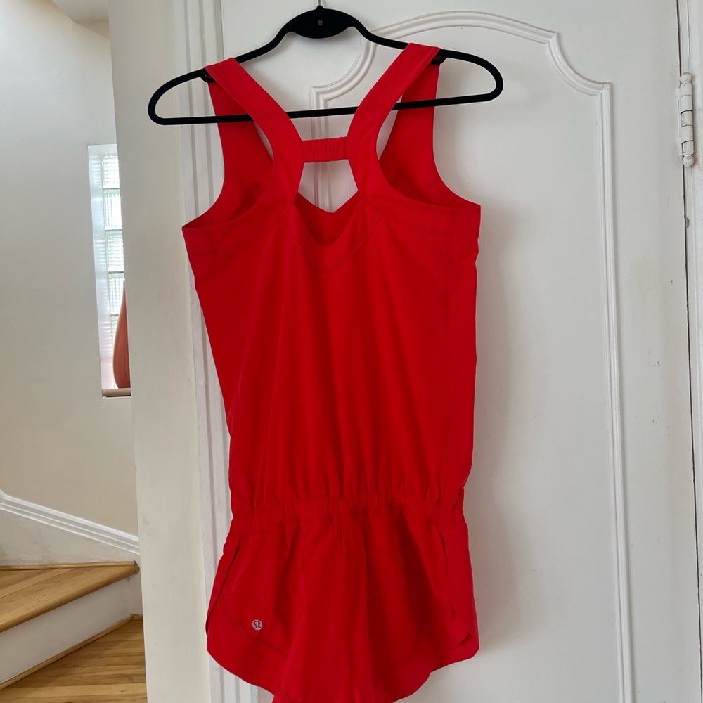 Lululemon.  Bright sporty summer jumpsuit in size S.